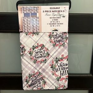 Elegant 3 piece kitchen curtain set for Christmas!